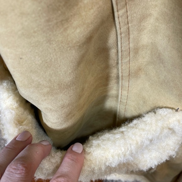 THE Coolest Vintage 1970s 80s Faux Suede Sheepskin Shearling Jacket Coat - Picture 7 of 16